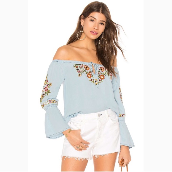 Anthropologie Tops - Cupcakes And Cashmere Adrien Off Shoulder Chambray